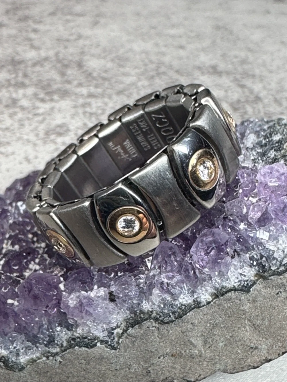 Speidel Stainless Steel 14 kt DQCZ Ring Size 7 Unisex